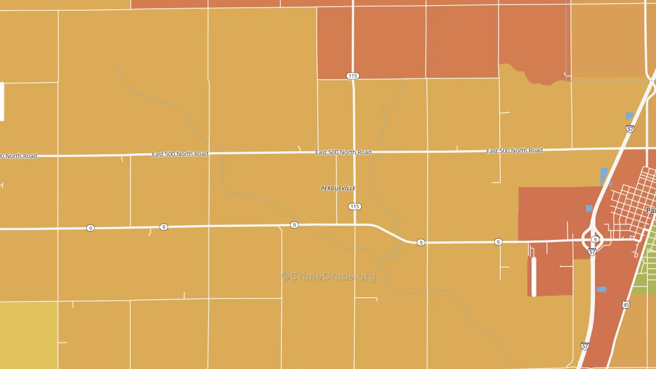 Perdueville, IL Map of Robbery Rates
