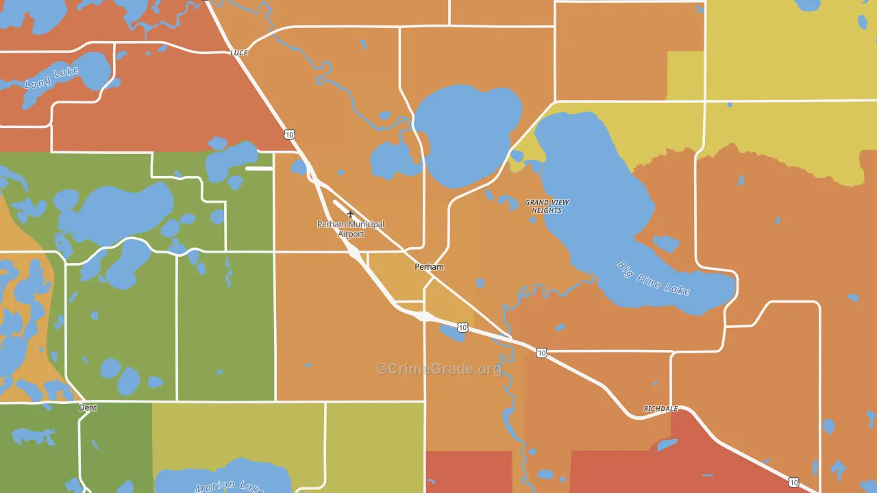 Perham, MN Map of Robbery Rates