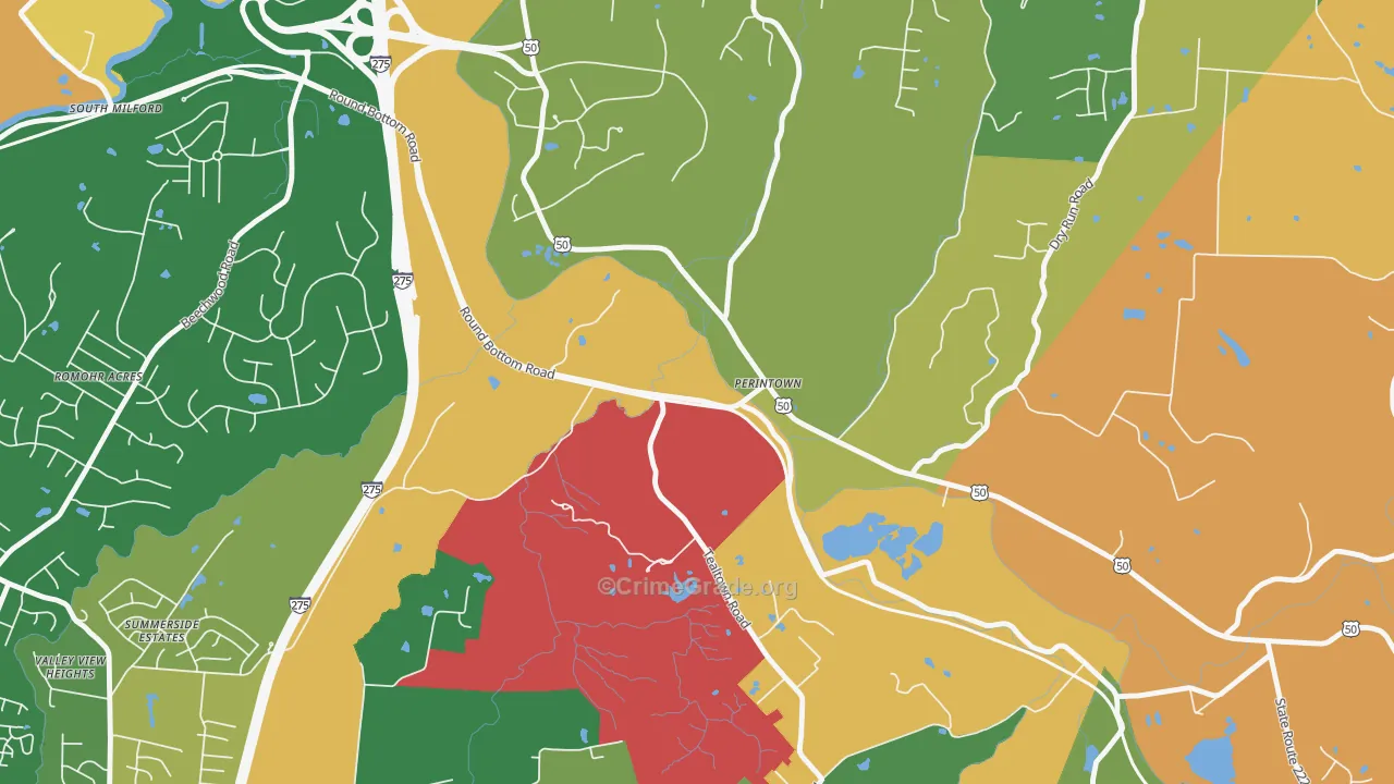 Perintown, OH Map of Robbery Rates