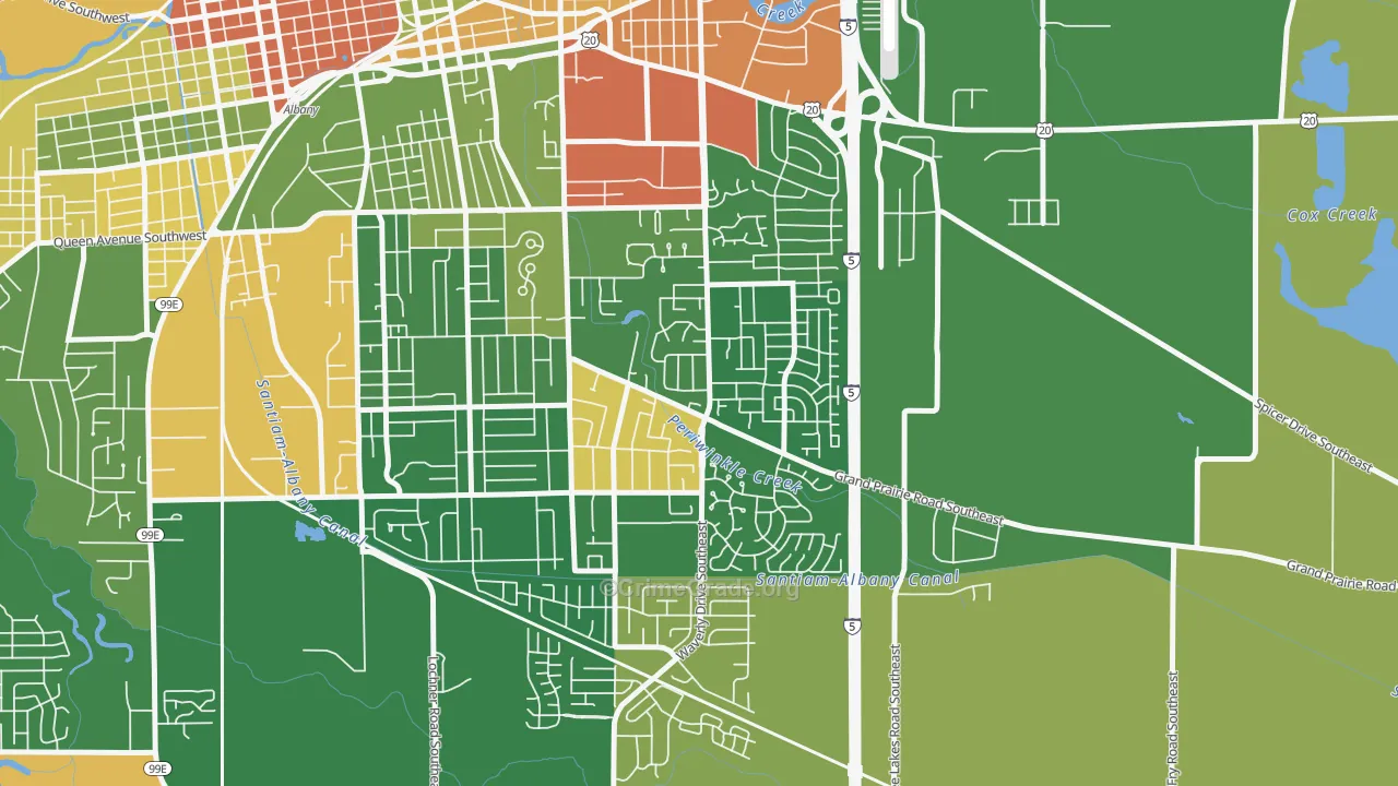 Periwinkle, Albany, OR Map of Robbery Rates