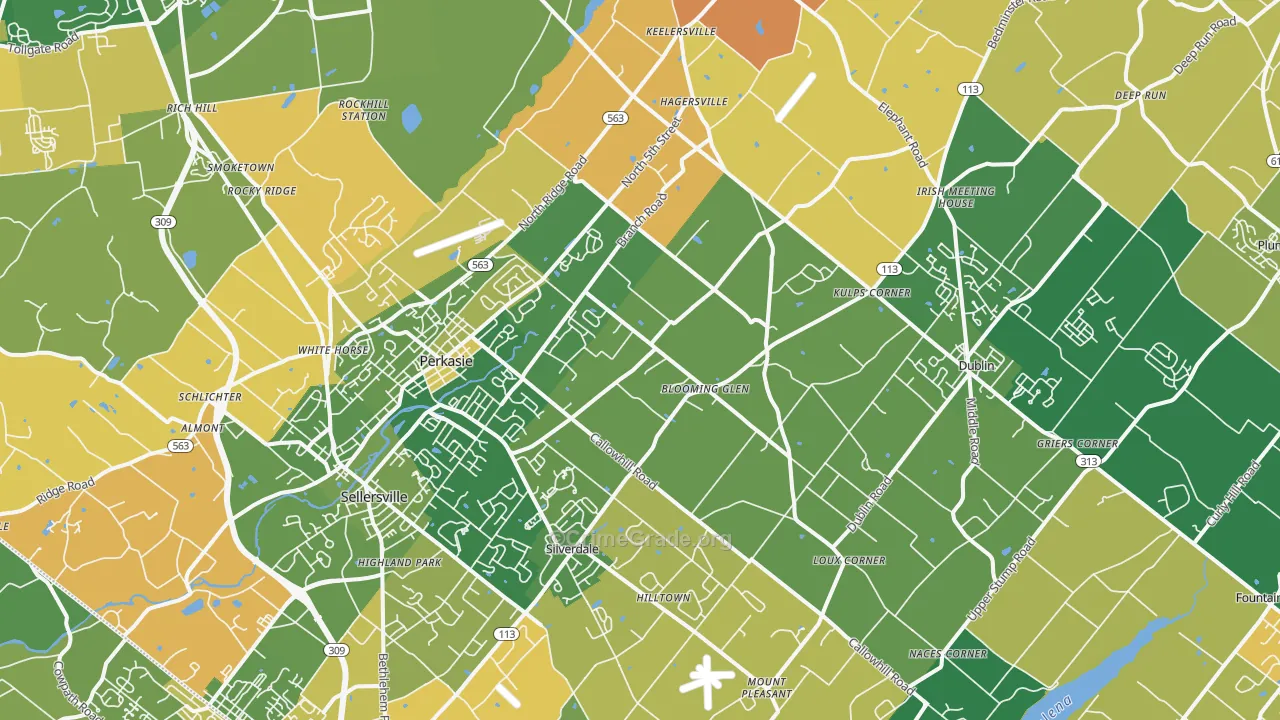 Perkasie, PA Map of Robbery Rates