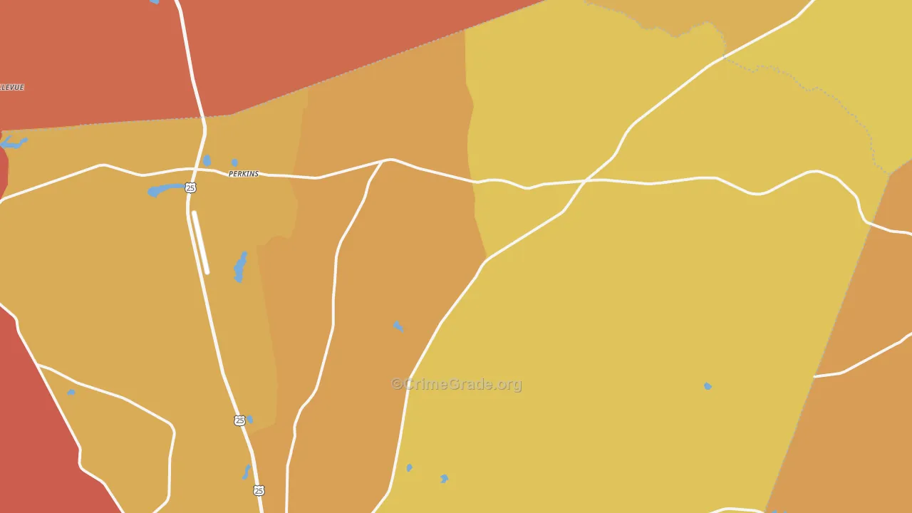 Perkins, GA Map of Robbery Rates
