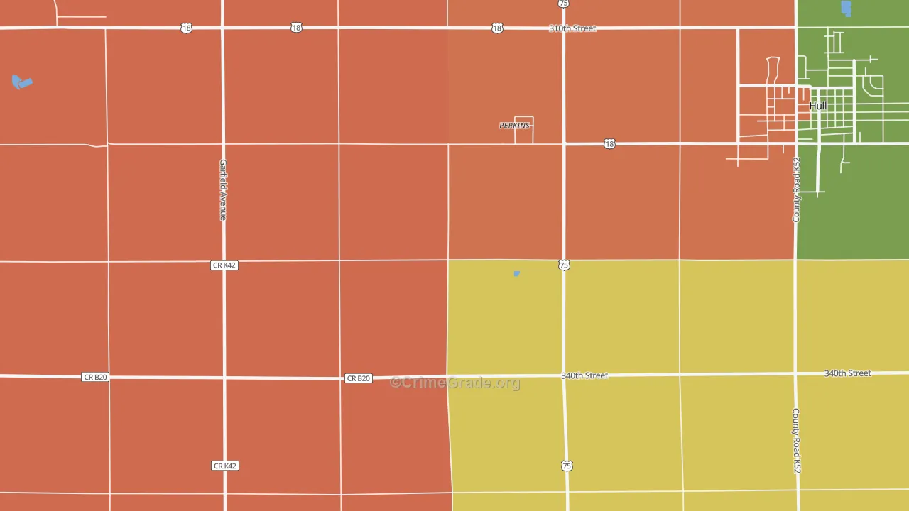 Perkins, IA Map of Robbery Rates