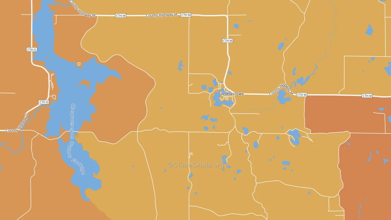 Perkinstown, WI Map of Robbery Rates