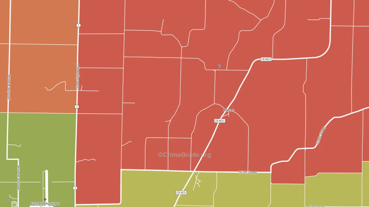 Perlee, IA Map of Robbery Rates
