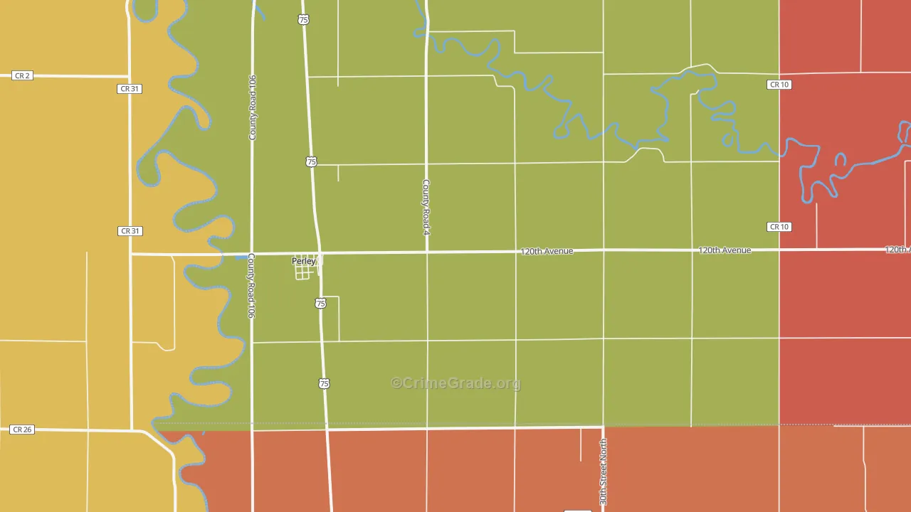Perley, MN Map of Robbery Rates