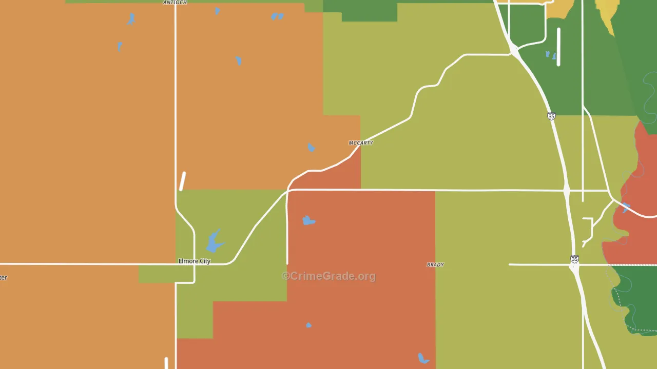 Pernell, OK Map of Robbery Rates