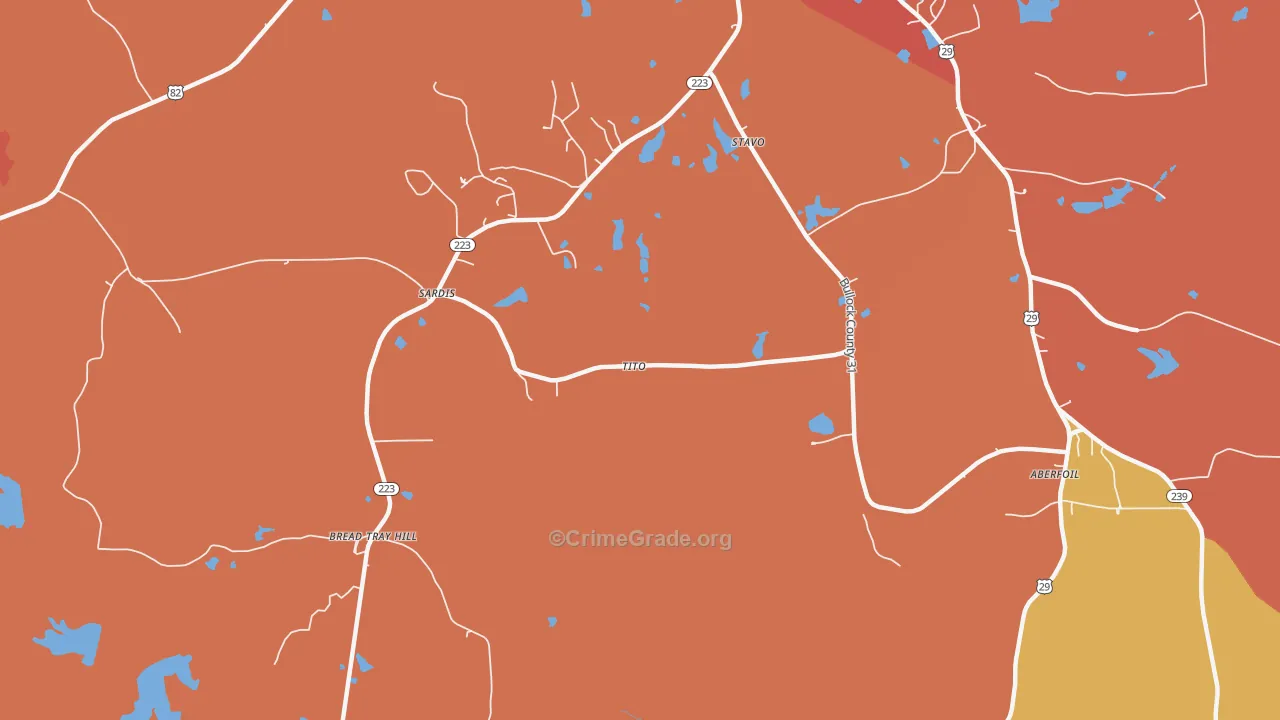 Perote, AL Map of Robbery Rates