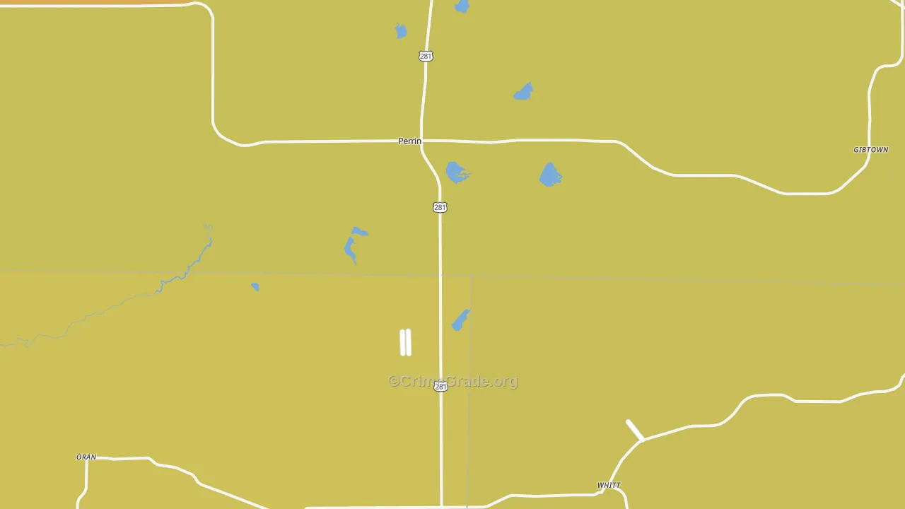 Perrin, TX Map of Robbery Rates