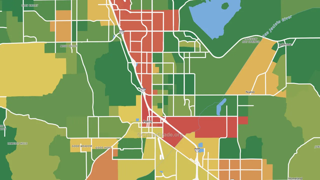 Perris, CA Map of Robbery Rates