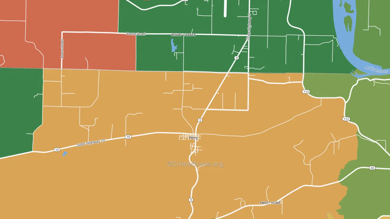 Perry, AR Map of Robbery Rates