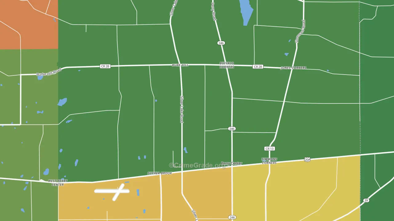 Perry Center, NY Map of Robbery Rates