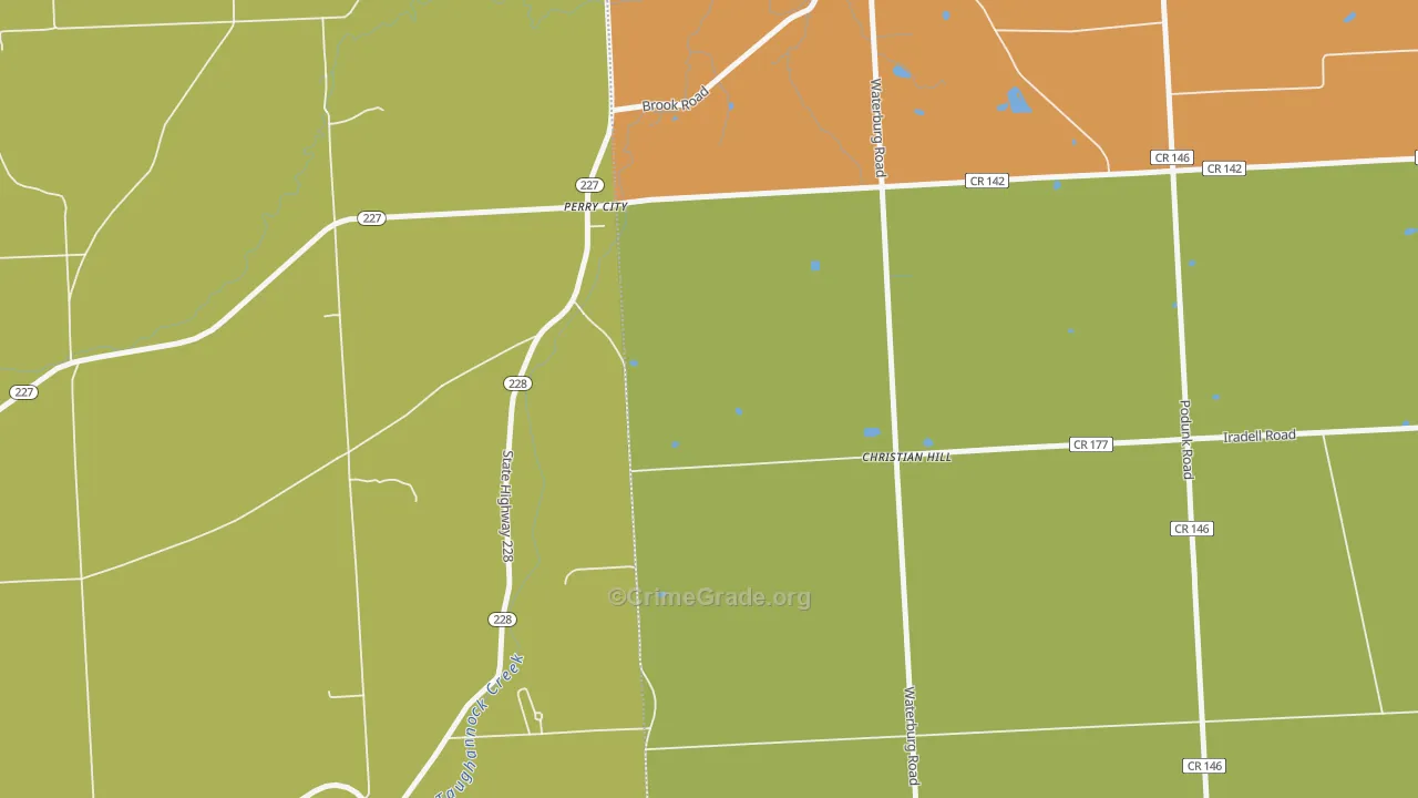 Perry City, NY Map of Robbery Rates