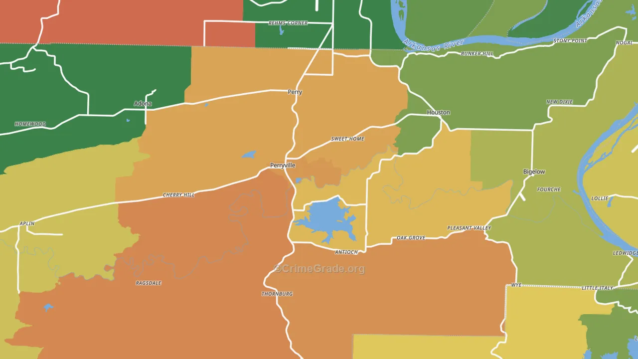 Perry County, AR Map of Robbery Rates