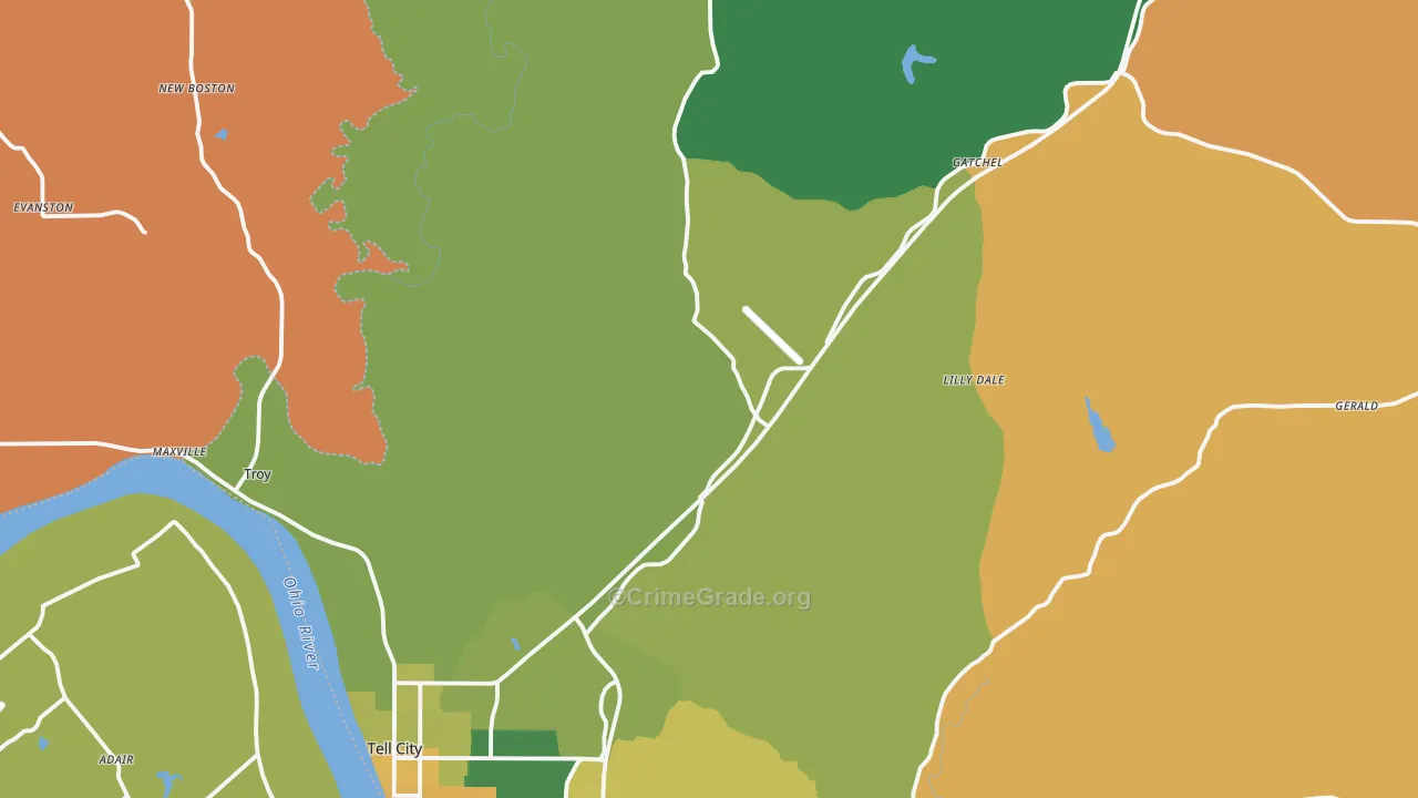 Perry County, IN Map of Robbery Rates