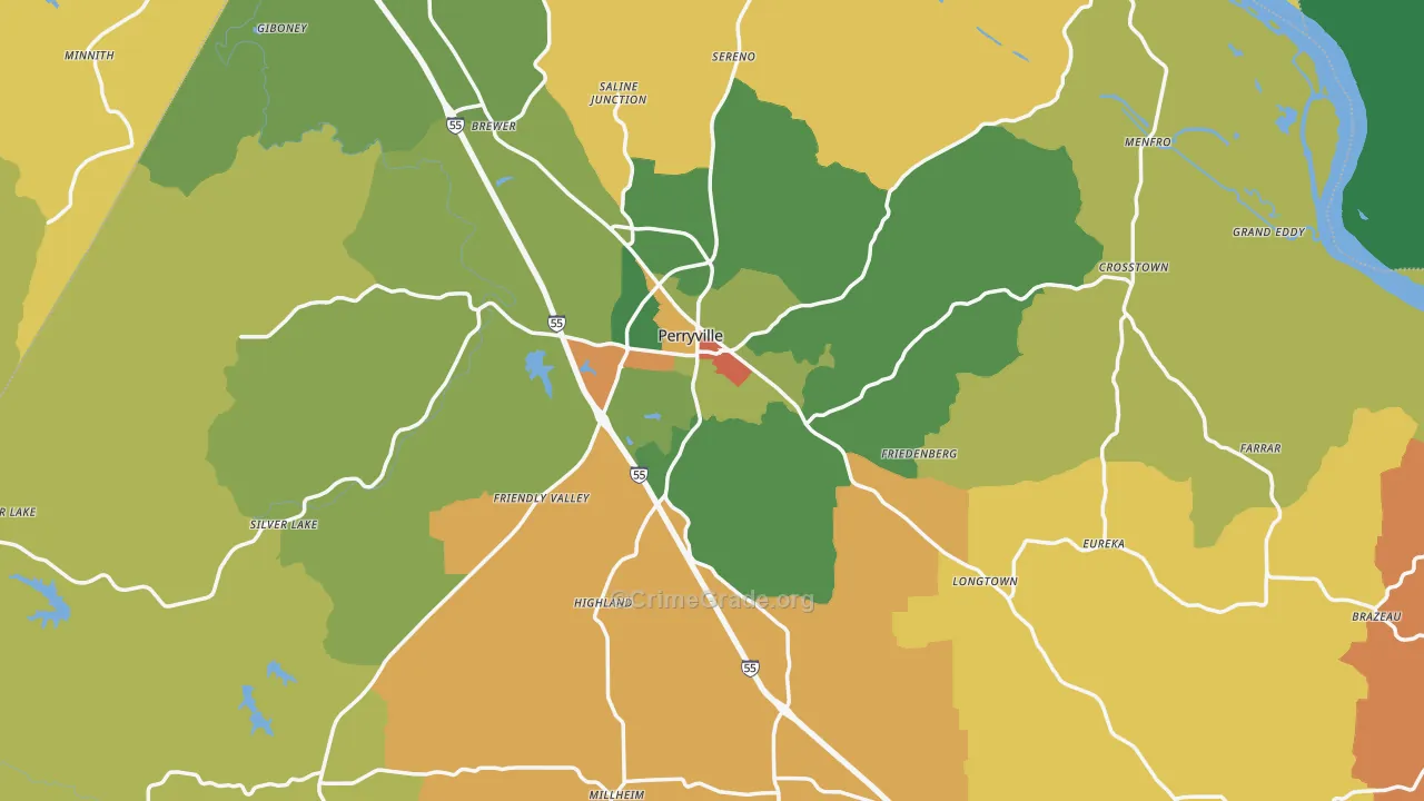 Perry County, MO Map of Robbery Rates