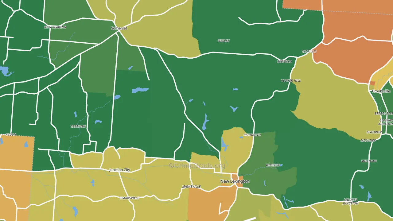 Perry County, OH Map of Robbery Rates