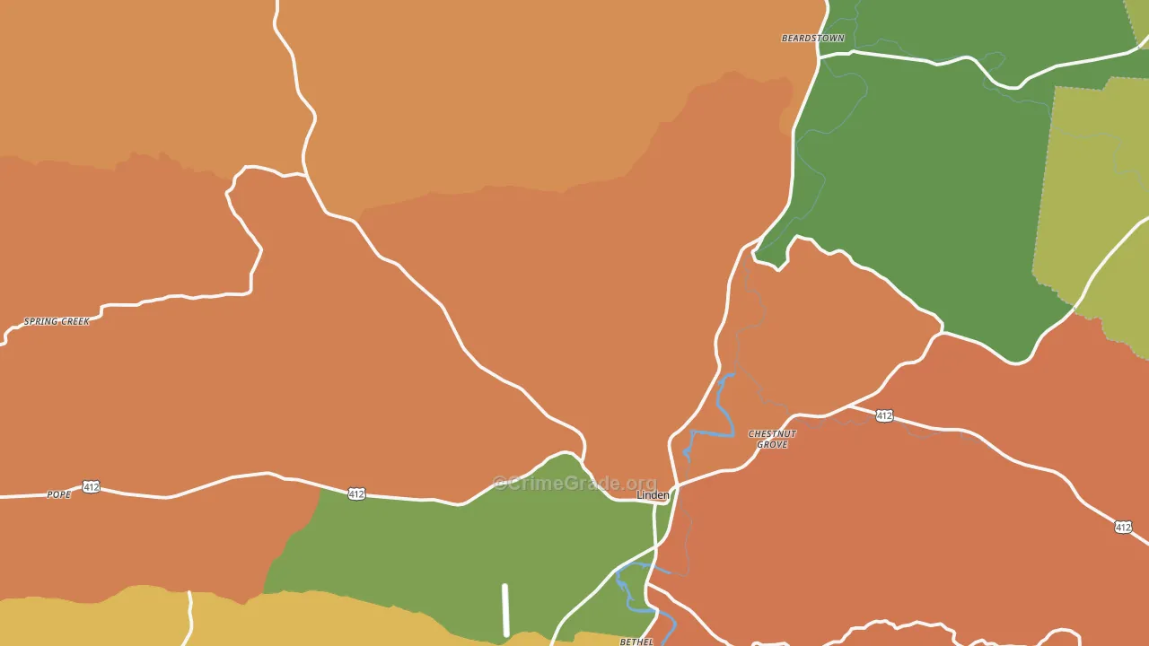 Perry County, TN Map of Robbery Rates