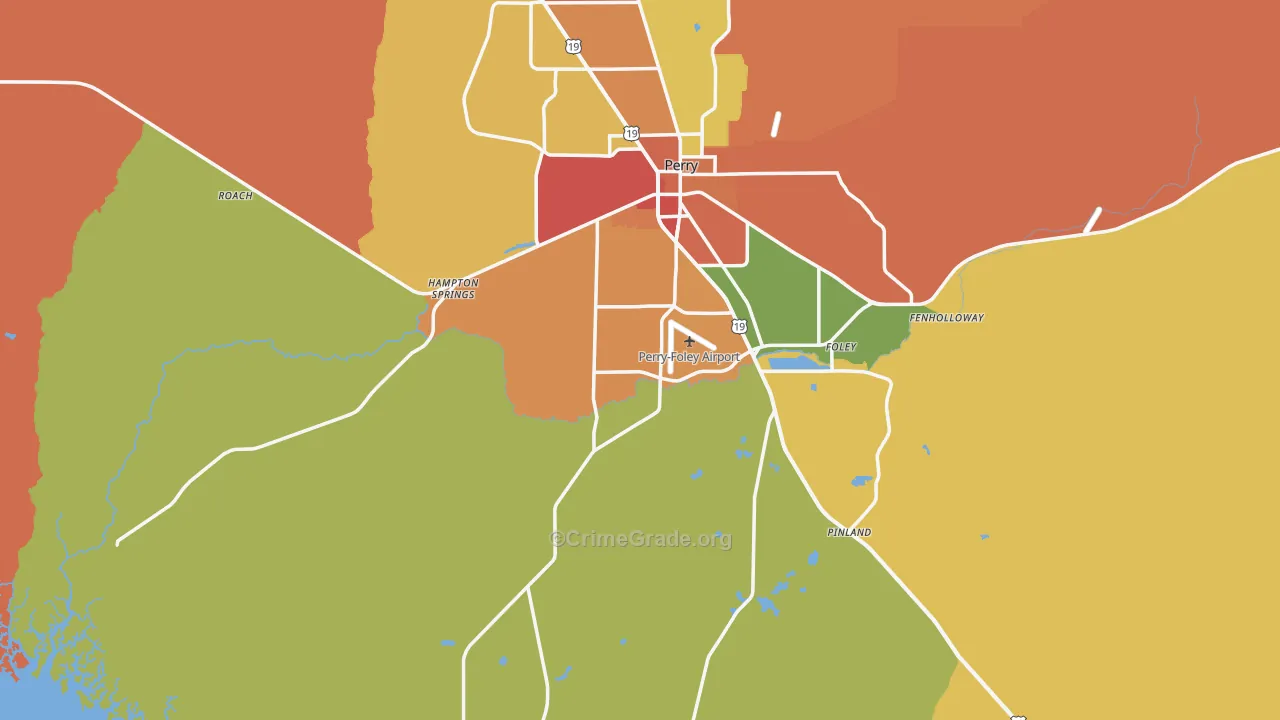 Perry, FL Map of Robbery Rates