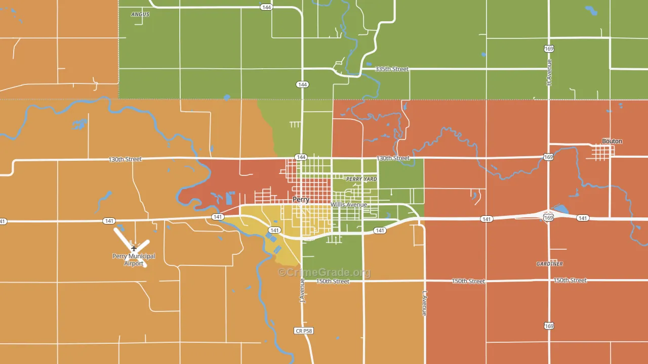 Perry, IA Map of Robbery Rates