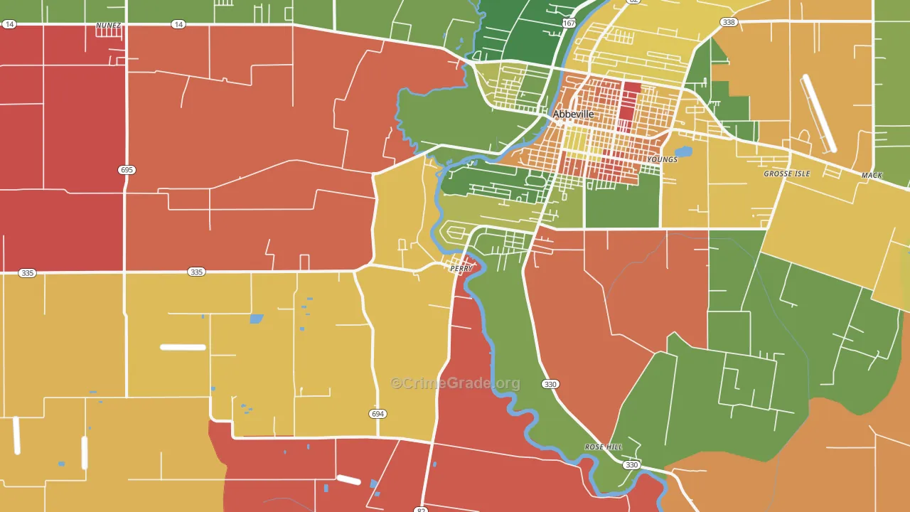 Perry, LA Map of Robbery Rates