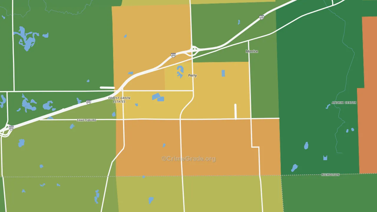 Perry, MI Map of Robbery Rates