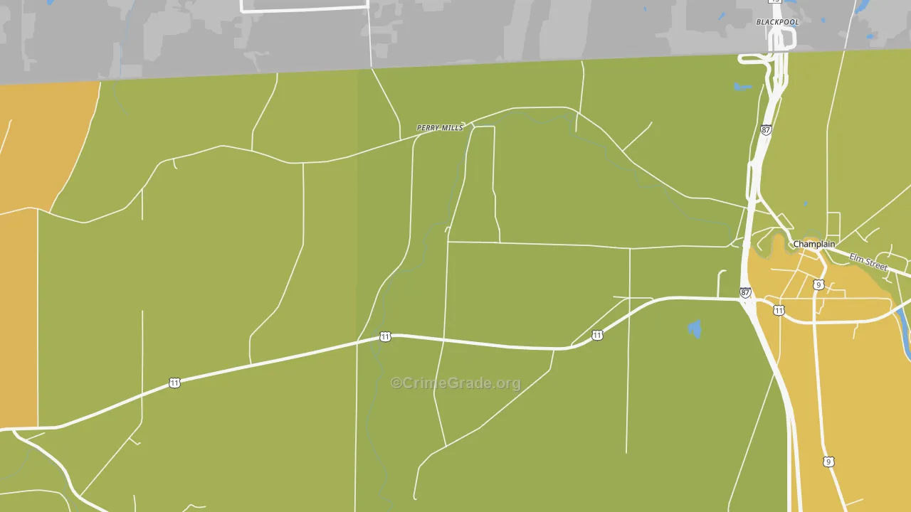 Perry Mills, NY Map of Robbery Rates