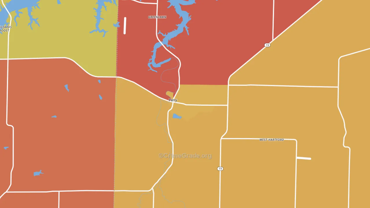 Perry, MO Map of Robbery Rates