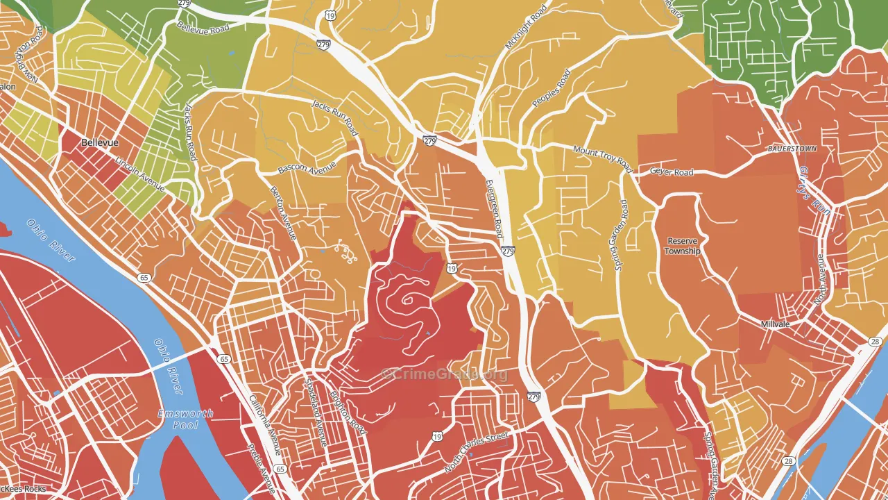 Perry North, Pittsburgh, PA Map of Robbery Rates