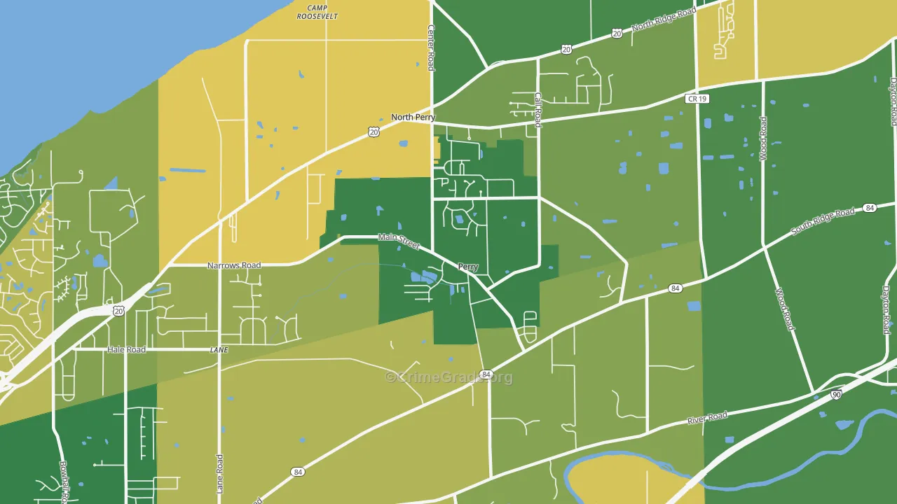 Perry, OH Map of Robbery Rates
