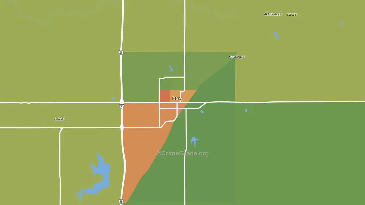 Perry, OK Map of Robbery Rates