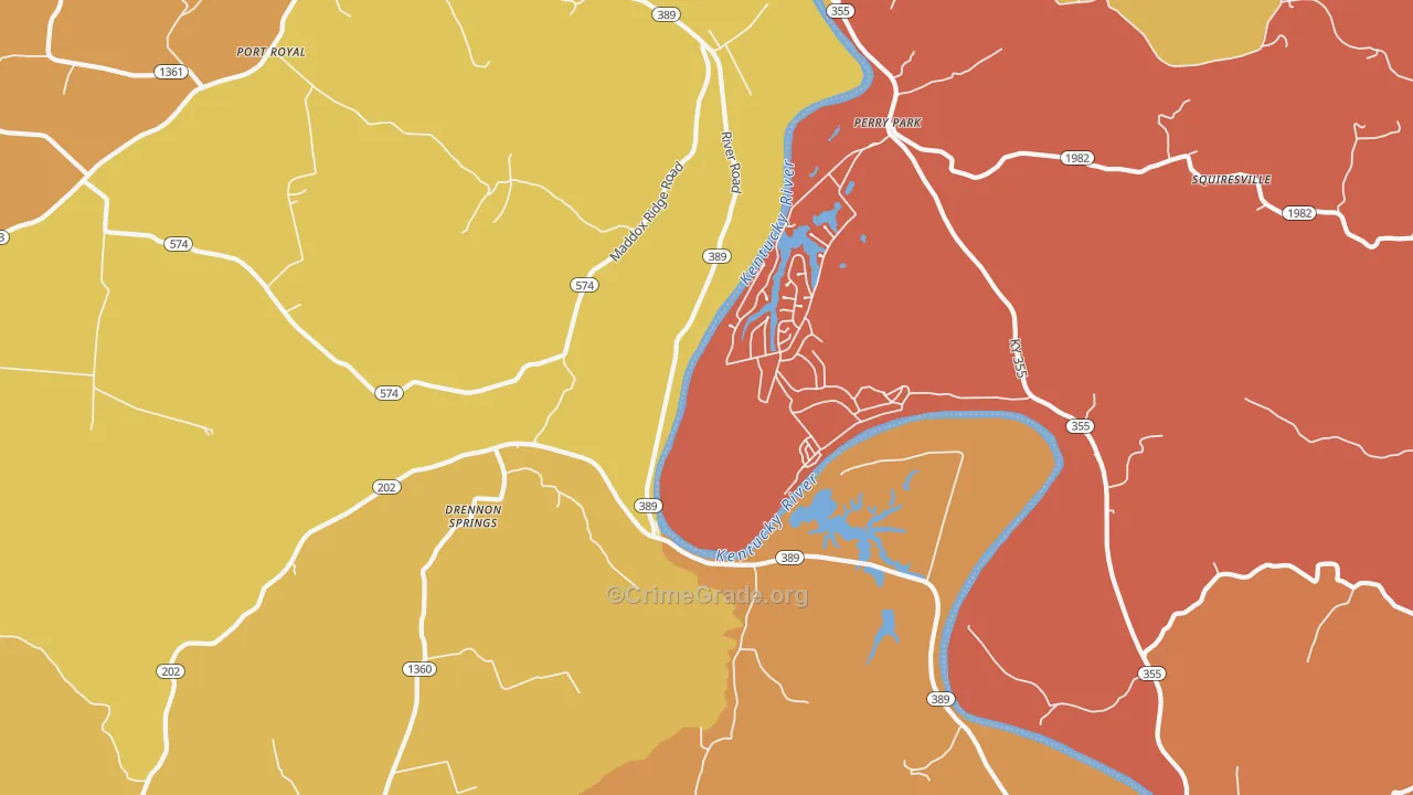 Perry Park, KY Map of Robbery Rates