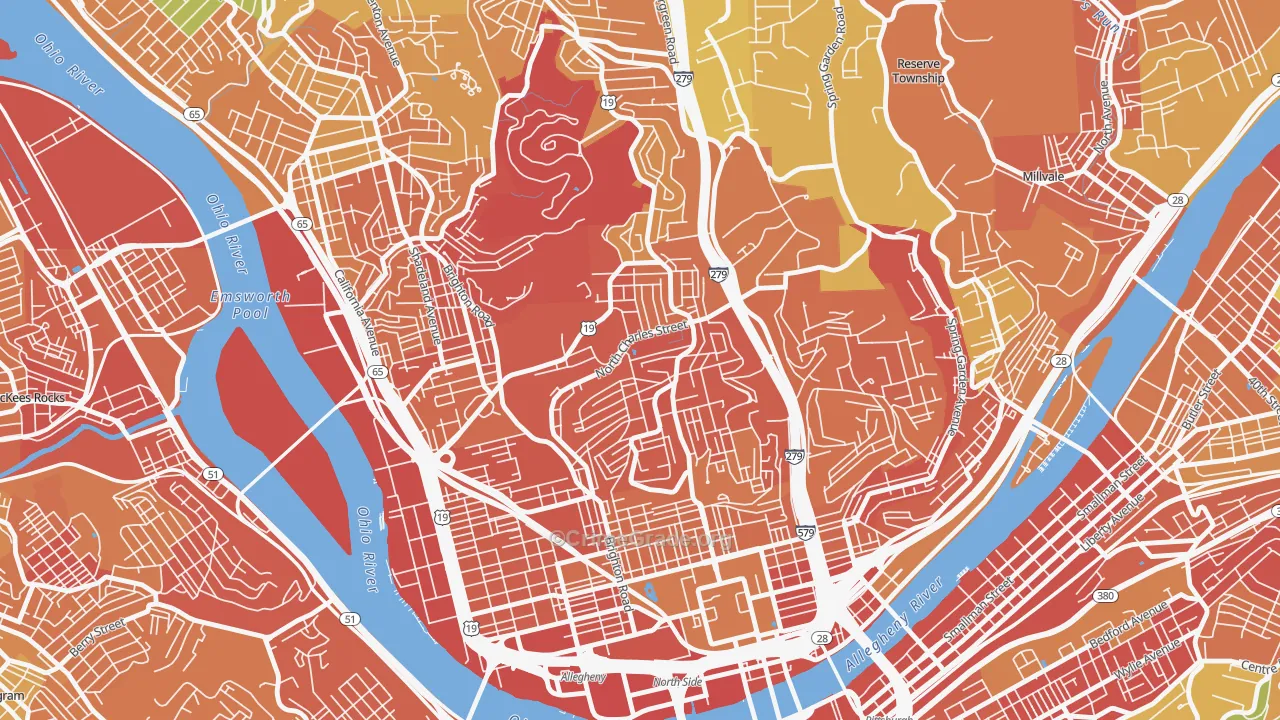 Perry South, Pittsburgh, PA Map of Robbery Rates