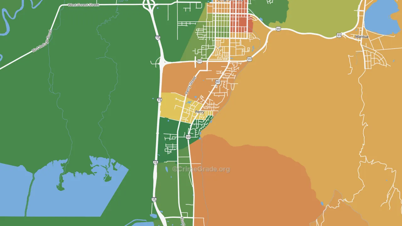 Perry, UT Map of Robbery Rates