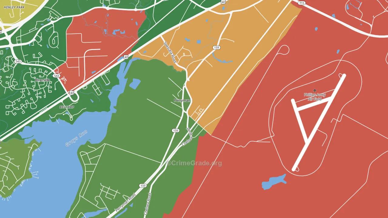 Perryman, MD Map of Robbery Rates