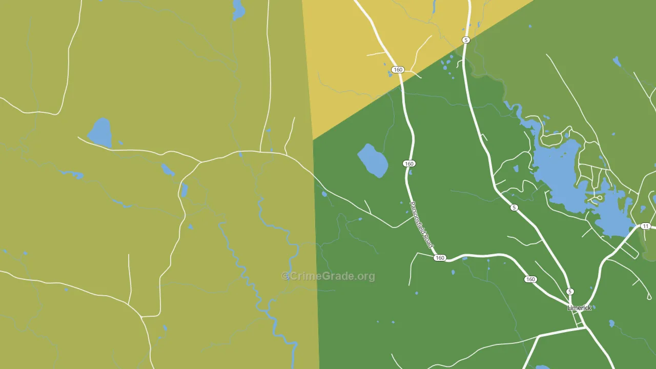 Perrys Corner, ME Map of Robbery Rates