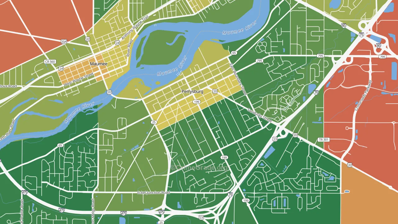 Perrysburg Historic District, Perrysburg, OH Map of Robbery Rates