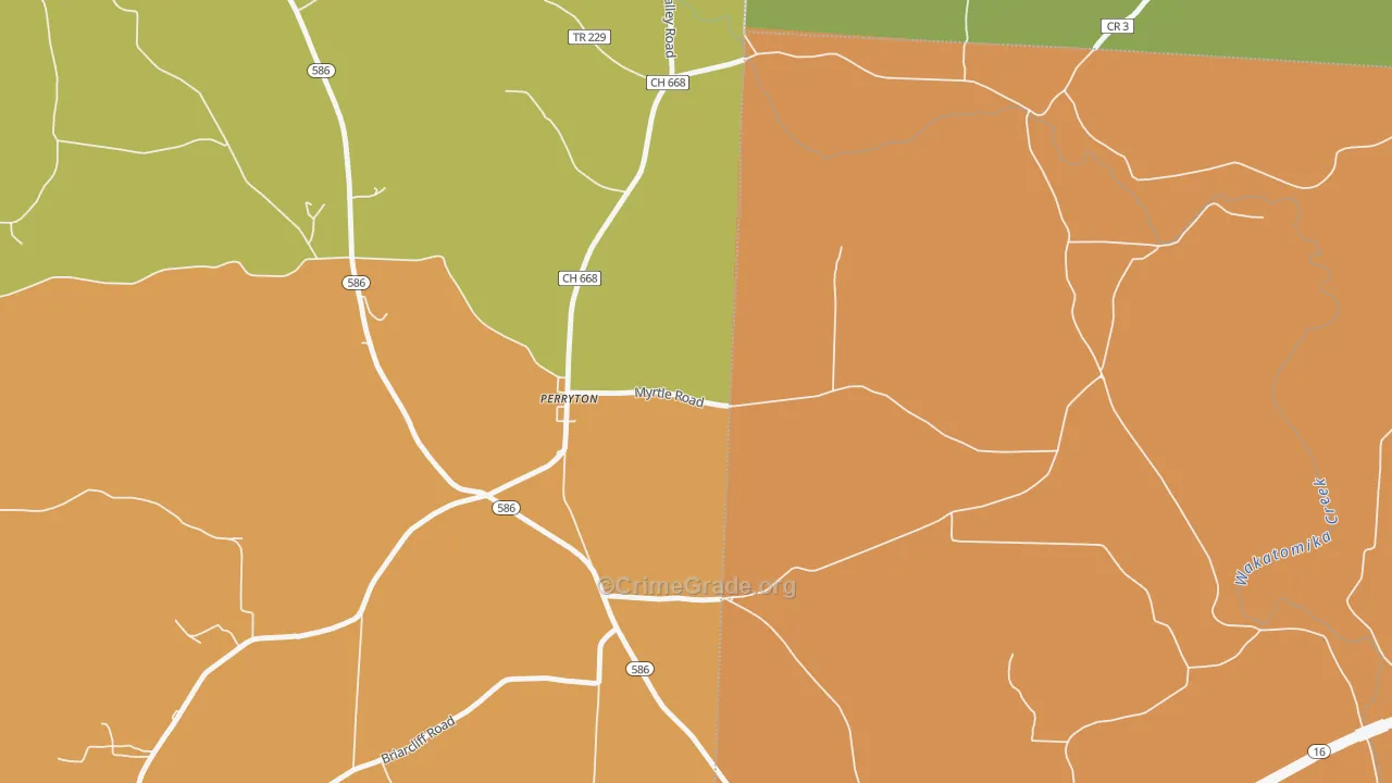 Perryton, OH Map of Robbery Rates
