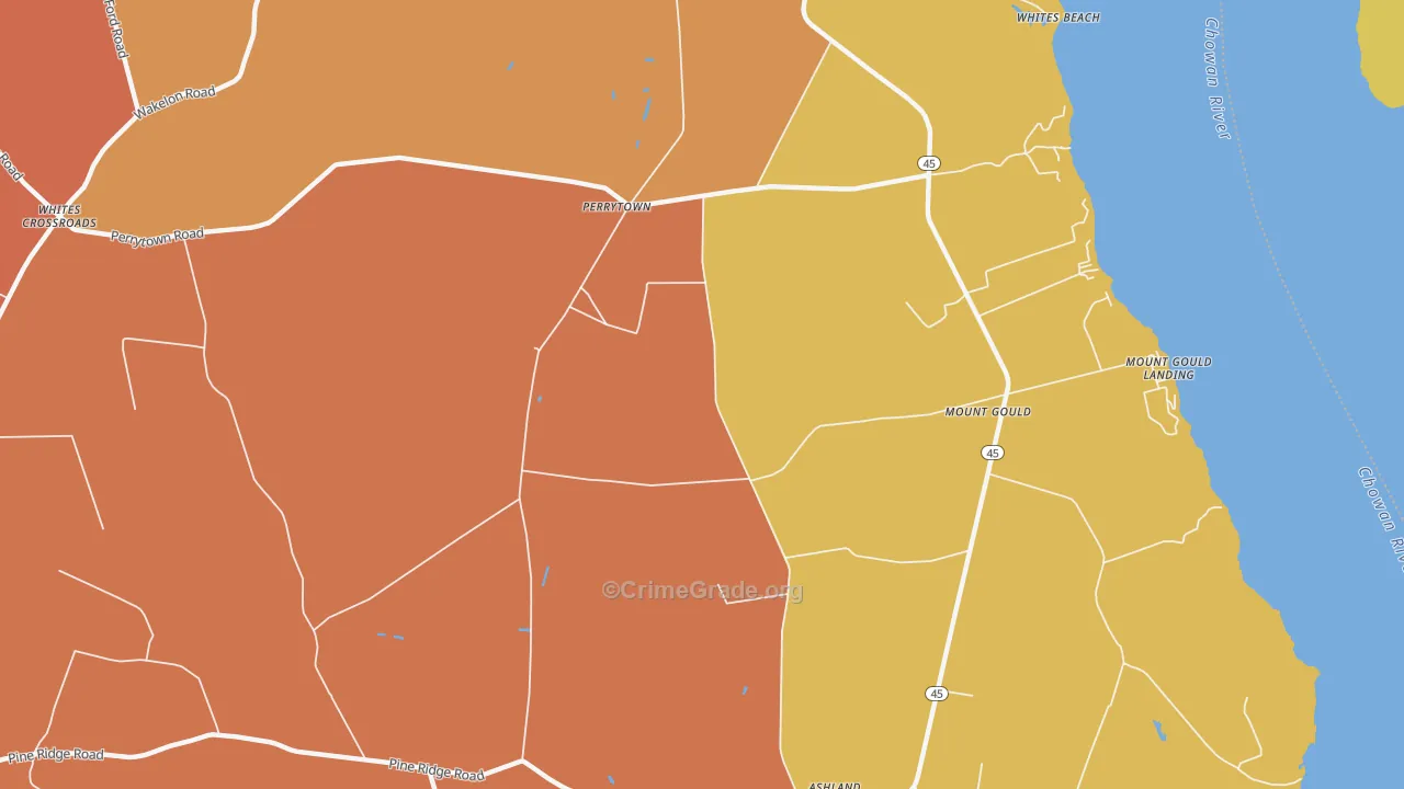 Perrytown, NC Map of Robbery Rates