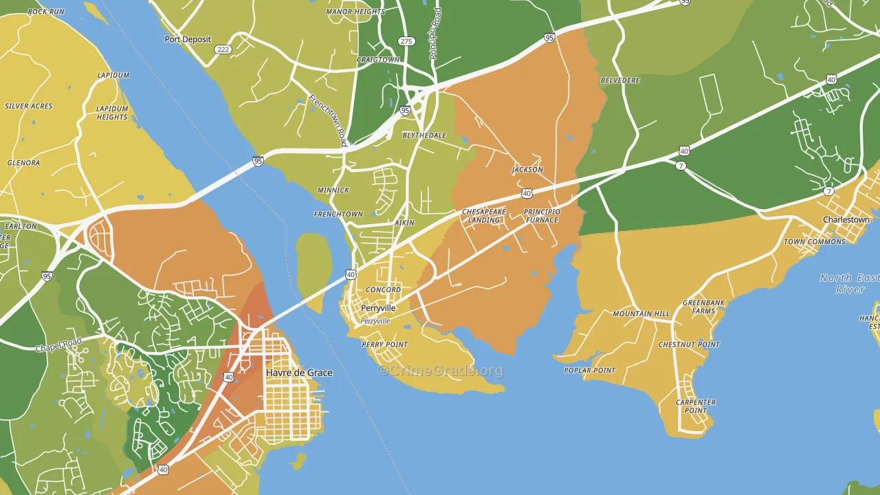 Perryville, MD Map of Robbery Rates