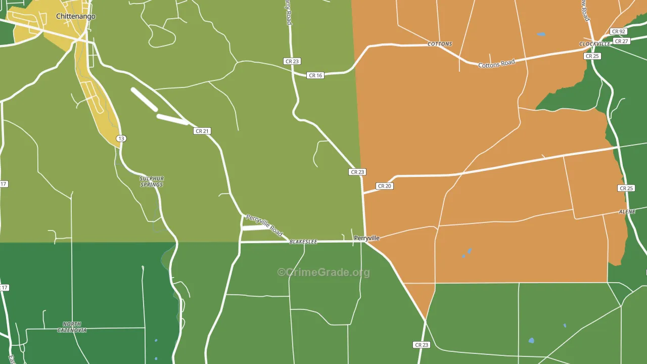 Perryville, NY Map of Robbery Rates