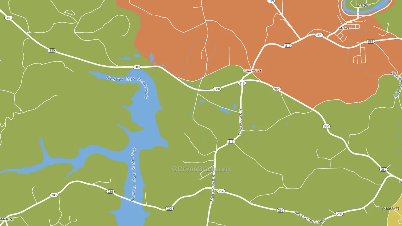 Perryville, PA Map of Robbery Rates
