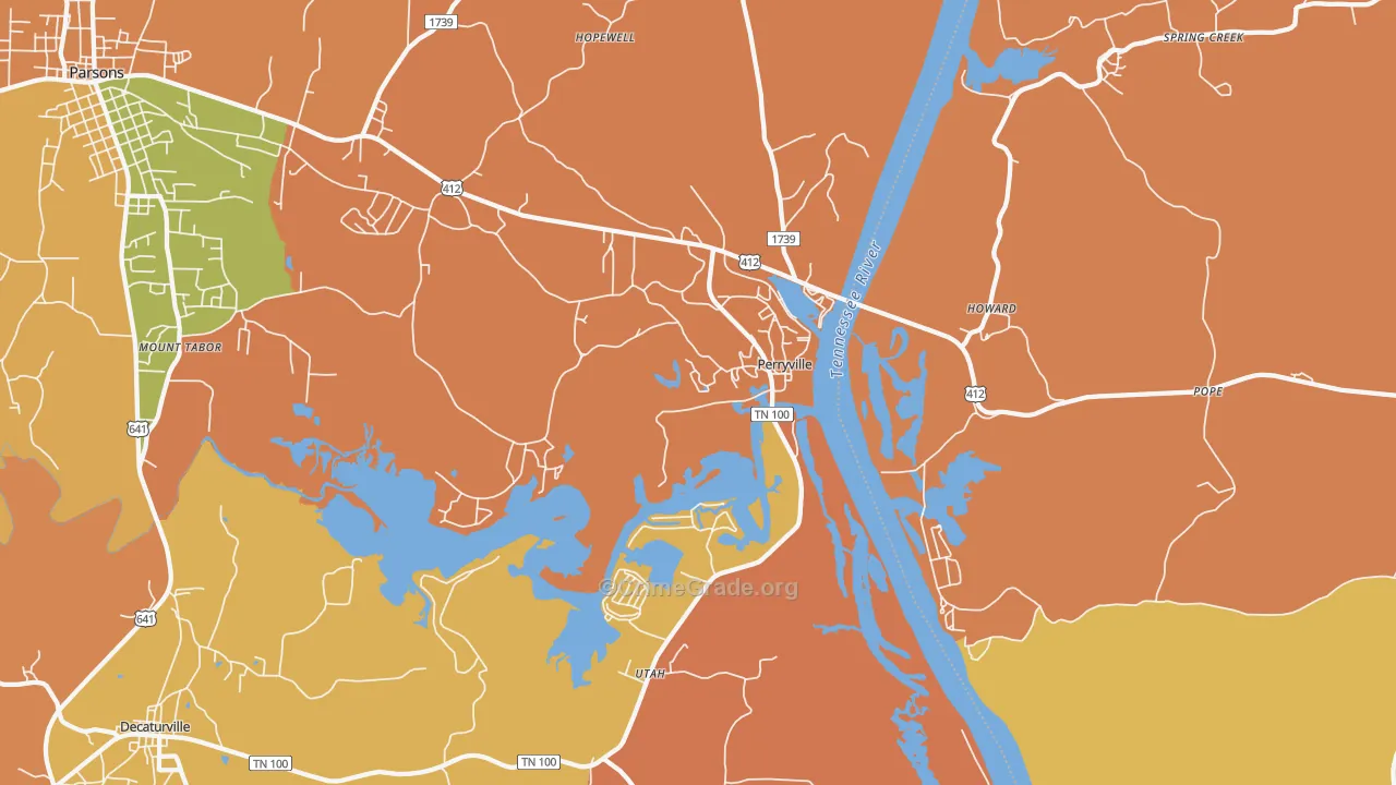 Perryville, TN Map of Robbery Rates