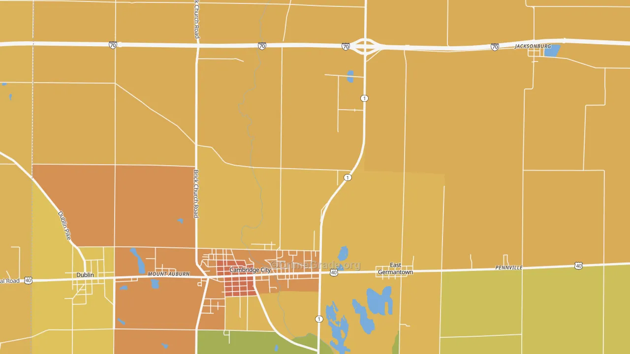 Pershing, IN Map of Robbery Rates