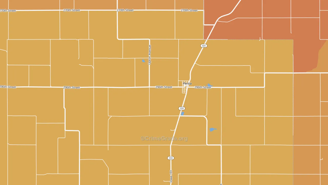 Persia, IA Map of Robbery Rates