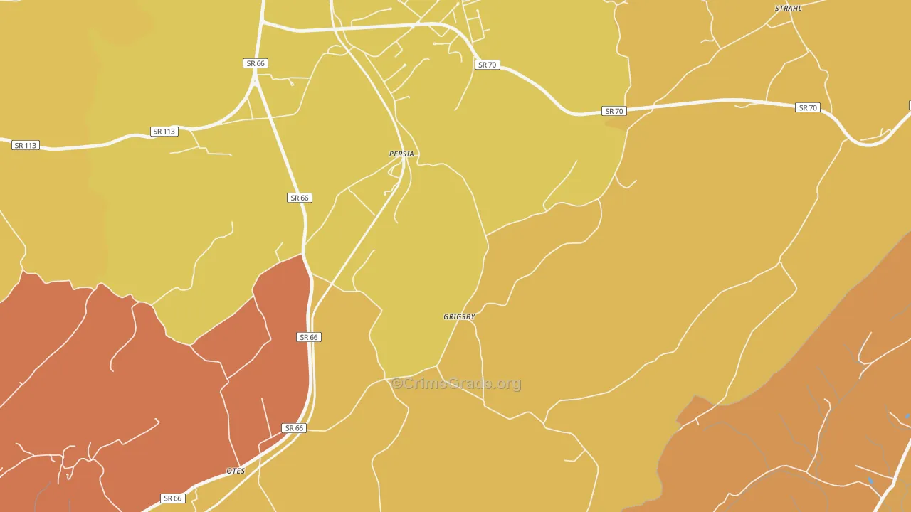 Persia, TN Map of Robbery Rates