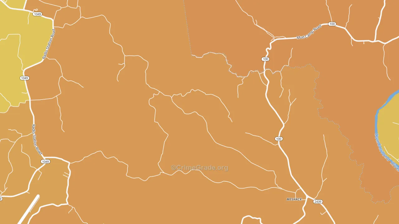 Persimmon, KY Map of Robbery Rates