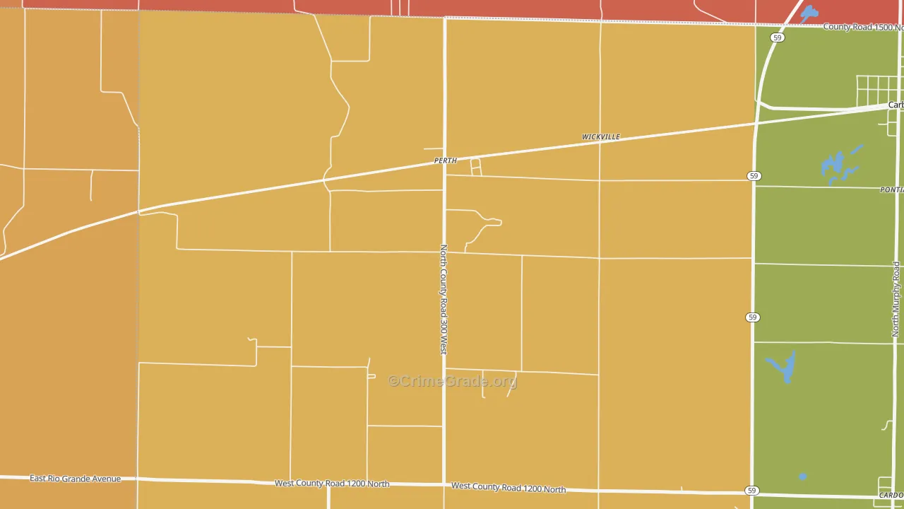 Perth, IN Map of Robbery Rates
