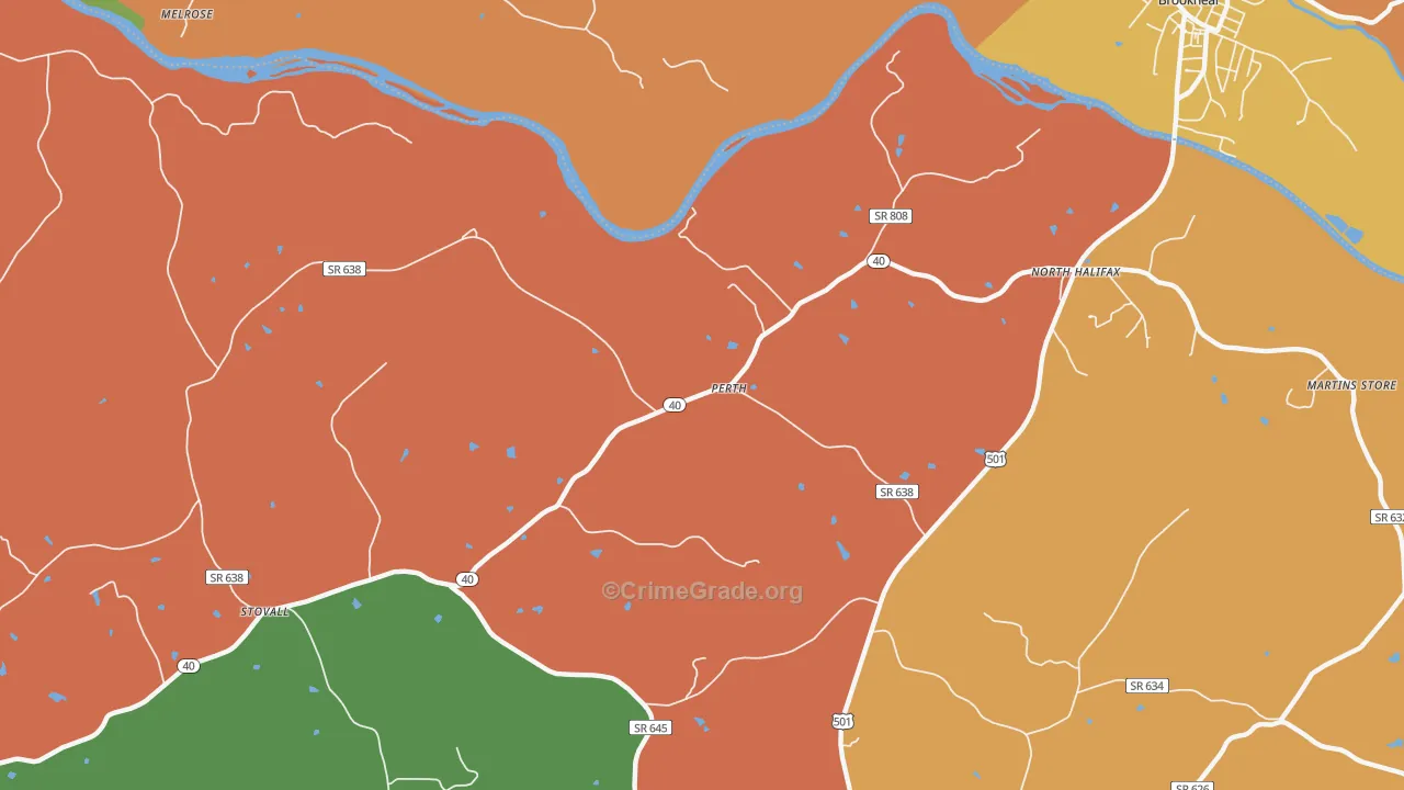 Perth, VA Map of Robbery Rates