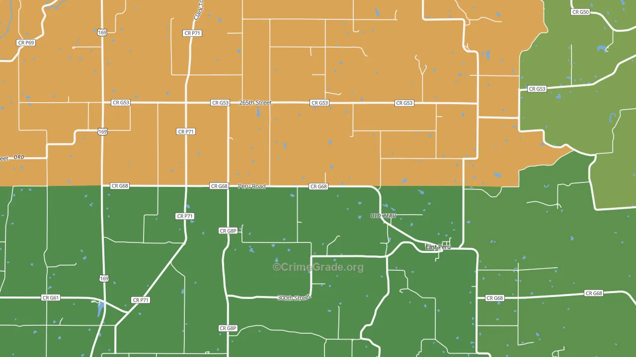 Peru, IA Map of Robbery Rates